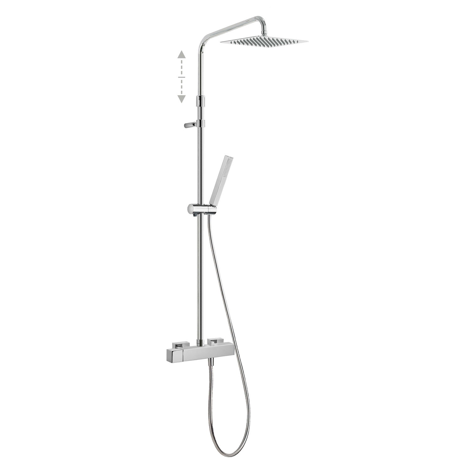 Conjunto de grifo monomando mural de 2 vías para ducha serie Cuadro, ref. 00719701