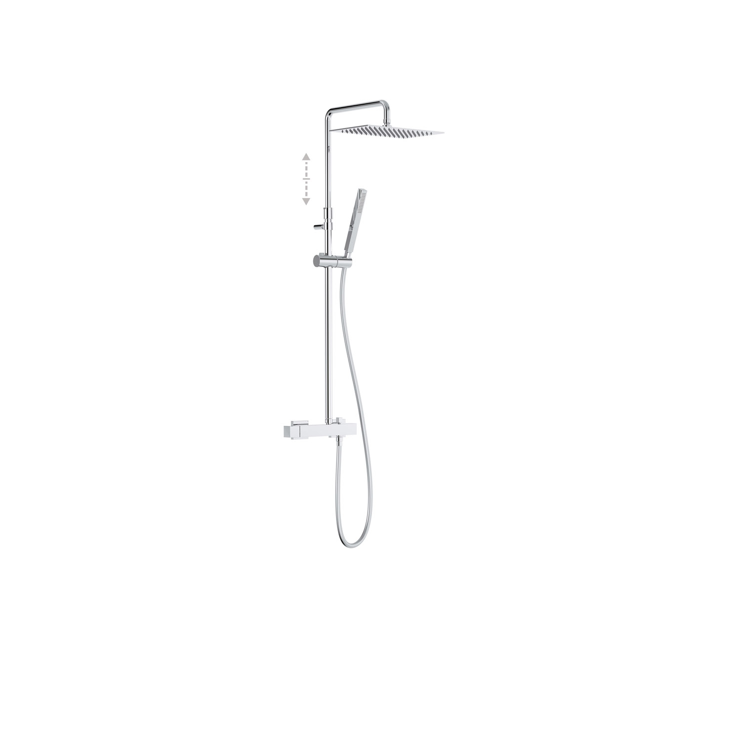 Conjunto de grifo monomando mural de 2 vías para ducha serie Cuadro, ref. 00719702