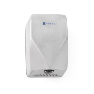 Secamanos de alta velocidad de acero inoxidable satinado, vista frontal