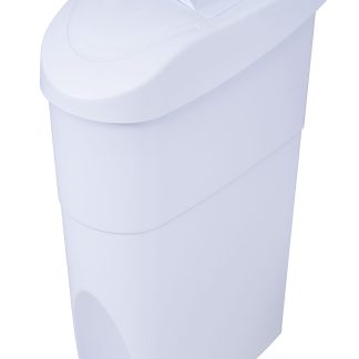 Contenedor higiénico femenino de polipropileno blanco con pedal azul