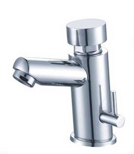 Grifo temporizado de lavabo mezclador de latón cromado