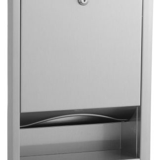 Dispensador de toallitas empotrado de acero inoxidable satinado para 475 hojas