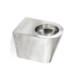 Inodoro de acero inoxidable satinado sin tapa, vista frontal