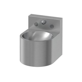 Lavamanos de pared con splashback en acero inoxidable