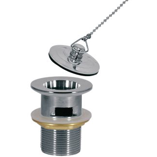 Válvula de desagüe con tapón y cadenilla para lavabo con rebosadero