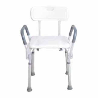 Asiento de ducha con respaldo y apoyabrazos acolchados