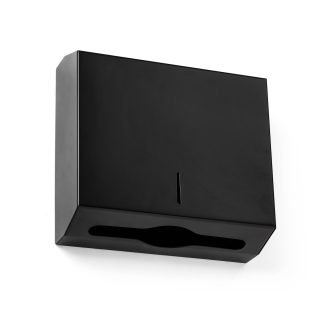Dispensador de toallitas zigzag de acero inoxidable de 600 hojas, acabado negro