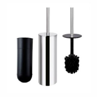 Escobillero de pared o suelo de acero inoxidable satinado con vaso extraíble