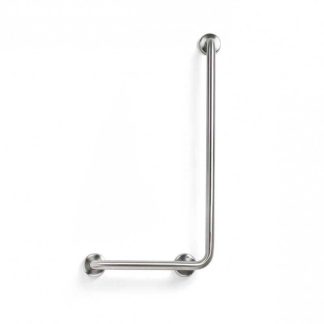 Barra de ducha a 90º derecha de acero inoxidable de 800 × 400 mm, acabado brillo