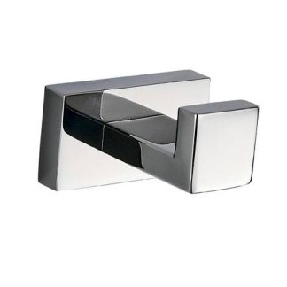 Percha simple de acero inoxidable con fijación cuadrada, acabado satinado