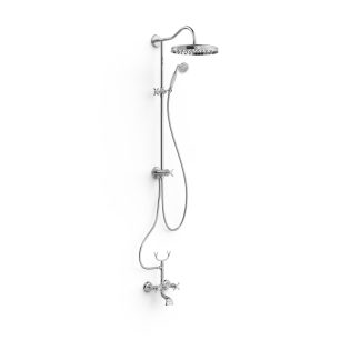 Conjunto de grifo bimando mural de 3 vías para bañera y ducha serie Clasic