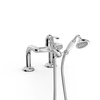 Grifo monomando para borde de bañera con tomas de agua acodadas serie Clasic