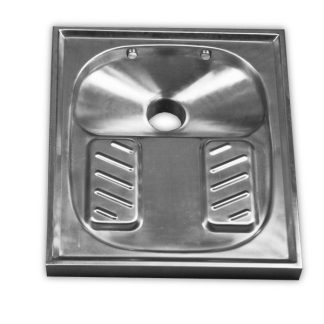 Placa turca de acero inoxidable embutido de 600 × 700 mm con dos aspersores