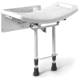 Asiento de ducha plegable con patas a suelo y peso máximo de 160 kg
