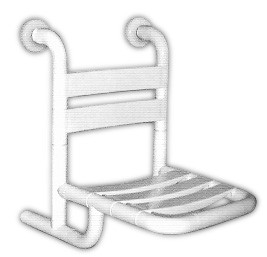 Asiento de ducha fijo a pared de nylon blanco con alma de aluminio y lamas de PVC
