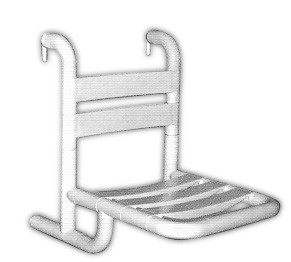 Asiento de ducha para colgar de nylon con alma de aluminio y lamas de PVC blanco