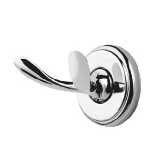Colgador doble de acero inoxidable y latón cromado de 55 × 60 mm