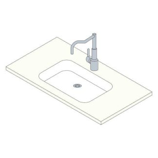 Dibujo de encimera fenólica con lavabo integrado y grifo
