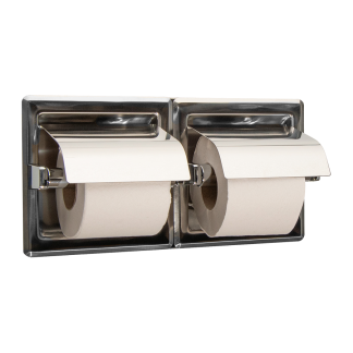 Portarollos papel higiénico doble con tapa y empotrable a la pared Mediclinics serie Medisteel AIE32