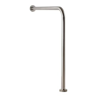 Barra de apoyo de pared a suelo en acero inoxidable con tramo horizontal y pata vertical