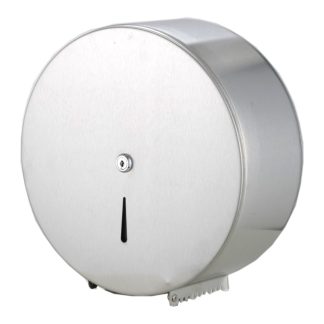 Dispensador de papel higiénico jumbo de acero inoxidable con cerradura y ranura indicadora