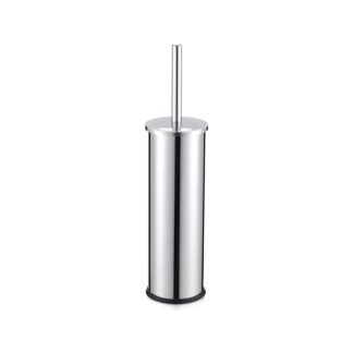 Escobillero compacto de acero inoxidable brillante con mango largo